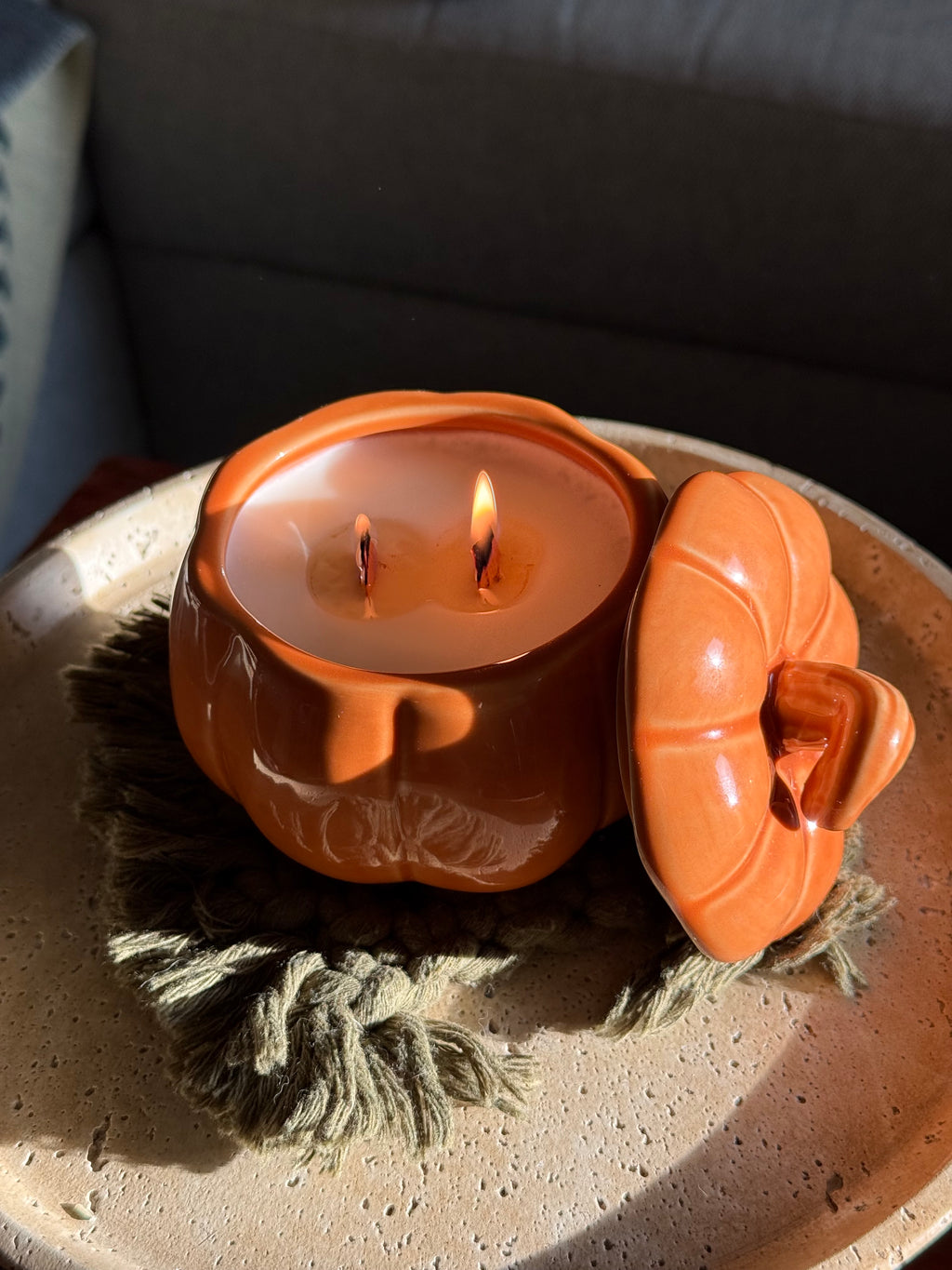 Pumpkin Patch 6 oz Ceramic Orange Pumpkin Candle