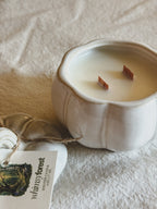 Whimsy Forest Ceramic White Pumpkin Candle