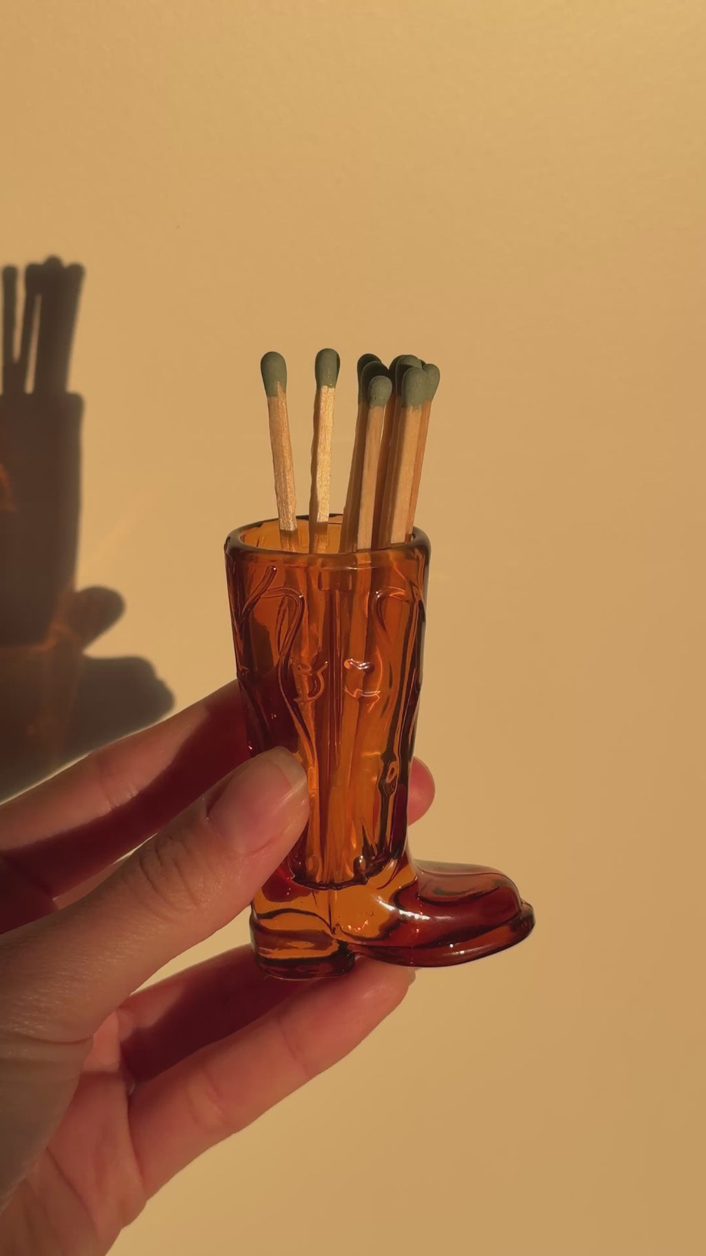 Glass Cowboy Boot Match Holder (Includes Safety Matches)